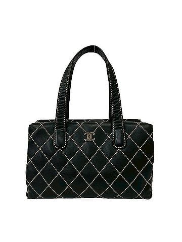 Chanel CHANEL Matelassé Coco Mark Wild Stitch Leather Tote Bag Shoulder Black 28616 (view 1)