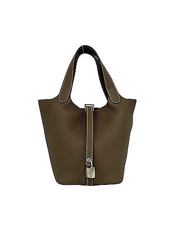 Hermès HERMES Picotin Lock PM Taurillon Clemence Leather Handbag, Etoupe, 43996 (view 1)