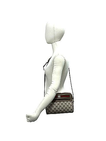 Gucci GUCCI Vintage Sherry Line GG Logo Leather Shoulder Bag/Pochette, Brown, 76-10 (view 2)
