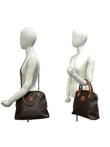 Céline CELINE Macadam Blazon Triomphe Pattern Leather 2-Way Handbag Mini Tote Bag Shoulder Brown 45327 (view 2)