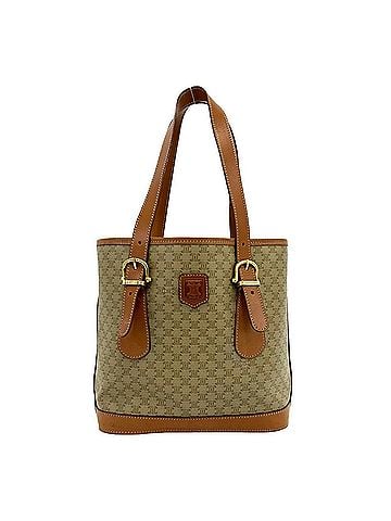 Céline CELINE Vintage Macadam Blazon Logo Pattern Leather Tote Bag Handbag Beige Brown 08973 (view 1)
