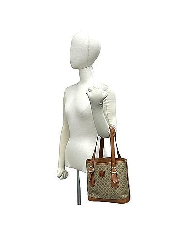 Céline CELINE Vintage Macadam Blazon Logo Pattern Leather Tote Bag Handbag Beige Brown 08973 (view 2)