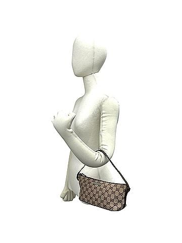 Gucci GUCCI Mini Handbag/Pouch with GG Logo Hardware, Canvas and Leather, Brown/Beige, Item No. 03572 (view 2)