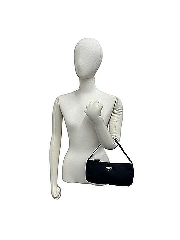 Prada PRADA Prada Triangle Logo Plate Hardware Tessuto Nylon Mini Handbag Pouch Black 02421 (view 2)