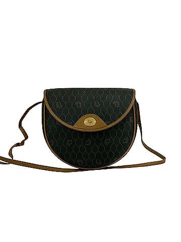 Christian Dior Christian Dior Vintage Honeycomb Pattern Leather Shoulder Bag/Pouch/Sacoche in Gray/Camel (65214) (view 1)