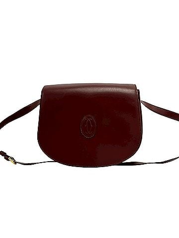 Cartier CARTIER Vintage Must Line Logo Leather Shoulder Bag/Pochette, Wine Red, 18575 (view 1)