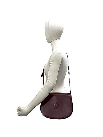 Cartier CARTIER Vintage Must Line Logo Leather Shoulder Bag/Pochette, Wine Red, 18575 (view 2)
