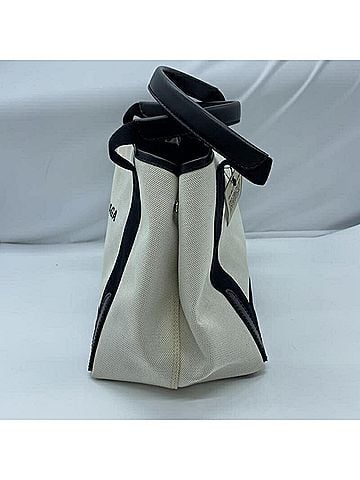 Balenciaga BALENCIAGA Navy Cabas Tote Bag Canvas Handbag 002123 White Black (view 2)