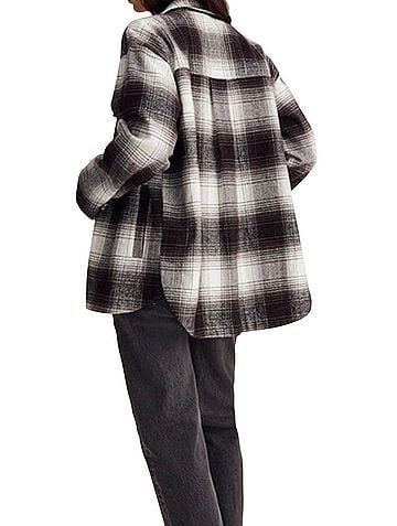 Madewell Twill Flannel Shirt-Jacket in Windowpane Plaid Button-Down Shirt (view 2)