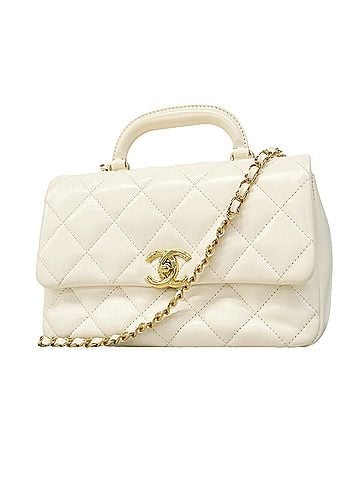 Chanel Chanel Matelassé Chain Shoulder Handbag, Lambskin, White/Champagne, 2-way Bag for Women (view 1)