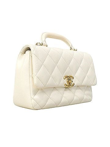 Chanel Chanel Matelassé Chain Shoulder Handbag, Lambskin, White/Champagne, 2-way Bag for Women (view 2)