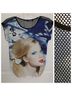 Runway Paris 100% Polyester Blue Black T-Shirt Size M - photo 3