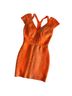 Mac Duggal 100% Polyester Orange Gold Cocktail Dress Size 4 - photo 1