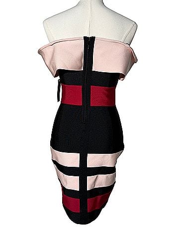 Venus Bandage Bodycon Pink Black Cocktail Dress (view 2)