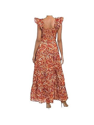 House of Harlow 1960 Floral Flutter Sleeve Smocked TieredMaxi Dress Casual Dress (view 2)