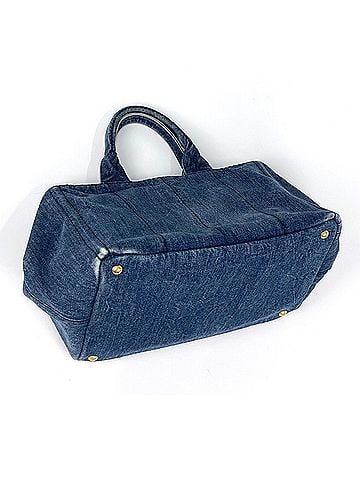 Prada Prada Canapa Tote 2-Way Denim Navy Women's (view 2)