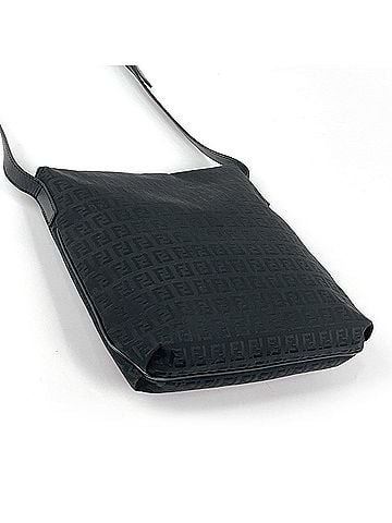 Fendi Fendi Zucchino Pattern Shoulder Bag, Canvas, Black, 8BT127, Women's (view 2)