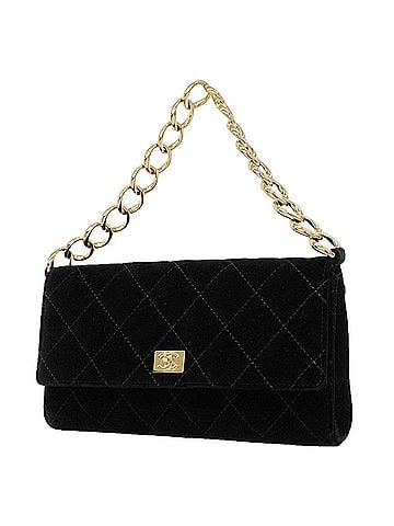 Chanel Chanel Matelassé Velour Handbag, Black &amp; Champagne, Women's (view 1)