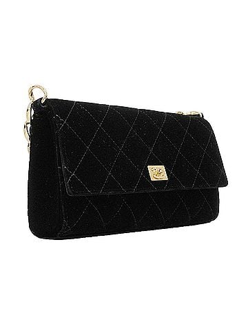 Chanel Chanel Matelassé Velour Handbag, Black &amp; Champagne, Women's (view 2)