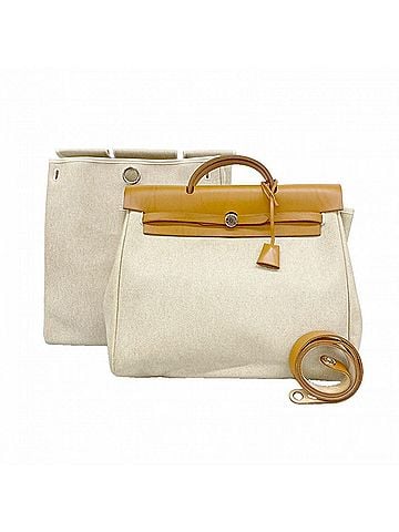 Hermès Hermes Herbag MM handbag, Toile H, natural, ?D stamp, 2-way bag for women (view 1)