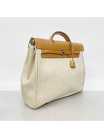 Hermès Hermes Herbag MM handbag, Toile H, natural, ?D stamp, 2-way bag for women (view 2)