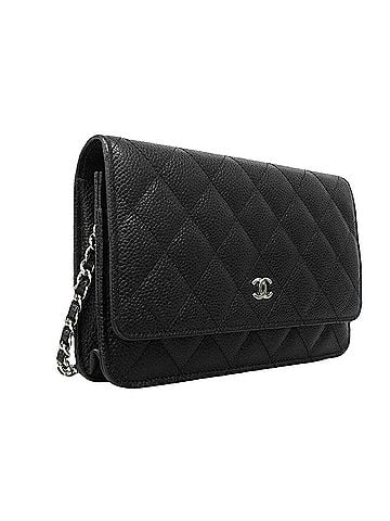 Chanel Chanel Matelassé Chain Shoulder Wallet, Caviar Leather, Black, Women's (view 2)