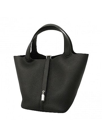Hermès Hermes Picotin Lock MM handbag, Taurillon Clemence leather, black, W stamp, women's. (view 1)