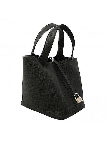 Hermès Hermes Picotin Lock MM handbag, Taurillon Clemence leather, black, W stamp, women's. (view 2)