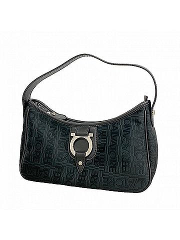 Salvatore Ferragamo Salvatore Ferragamo Gancini Nylon Canvas Handbag, Black, Women's (view 1)