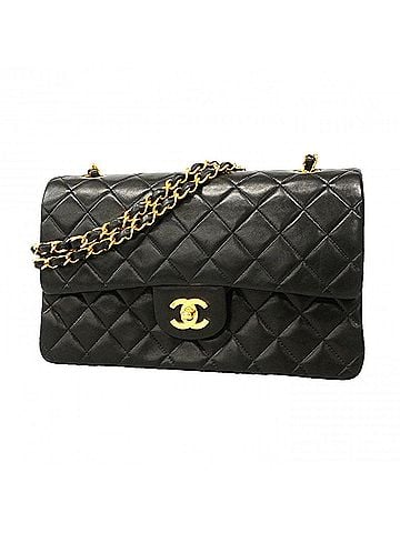 Chanel Chanel Matelassé Shoulder Bag, Double Flap, Chain, Lambskin, Black, Women's (view 1)