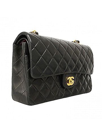 Chanel Chanel Matelassé Shoulder Bag, Double Flap, Chain, Lambskin, Black, Women's (view 2)