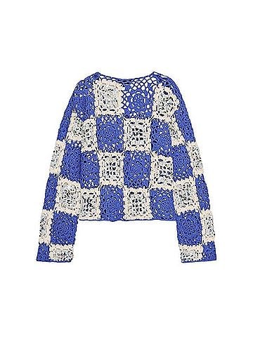 Zara Crochet Knit Granny Square Sequin Sweater Cardigan Sweater Vest (view 2)
