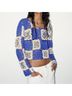 Zara Graphic Blue Ivory Sweater Vest Size M - photo 3