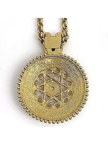 Christian Dior Christian Dior logo necklace, CD, round circle, long, gold plated, for women. (view 2)
