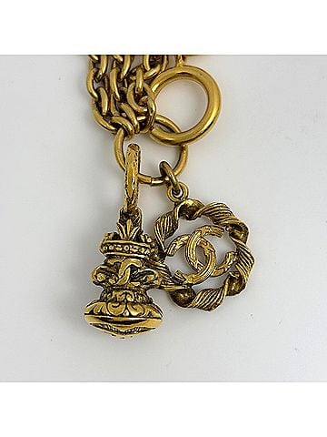 Chanel Chanel Coco Mark Chain Necklace, Triple Strand, Long, GP Gold, Women's (view 2)