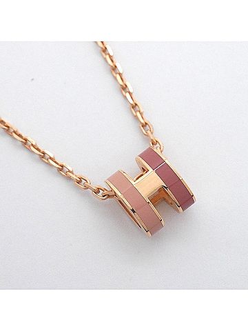 Hermès Hermes Mini Pop H Rocabar Necklace, GP Plated, Pink Gold, Women's, OP003898 (view 2)