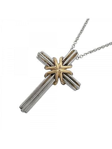 Tiffany & Co. Tiffany &amp; Co. Signature Cross Necklace, 18K Yellow Gold (KYG), Sterling Silver 925, Women's, OP001361 (view 1)