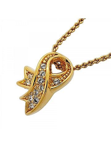 Christian Dior Christian Dior Necklace, GP Plated, Rhinestone, Gold, Women's (view 1)