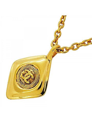 Chanel Chanel Necklace, Coco Mark, Diamond Shape, GP Plated Gold, Women's (view 1)