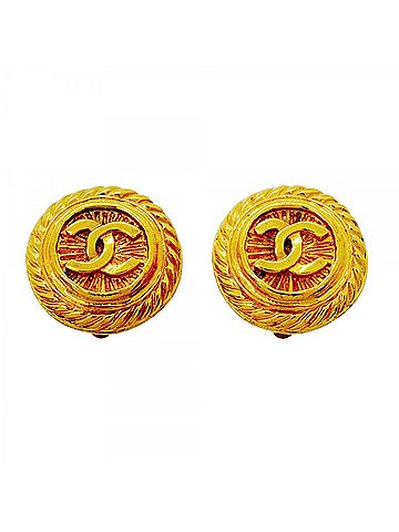 Chanel Chanel Earrings, Coco Mark Circle, GP Plated Gold, Women's (view 1)