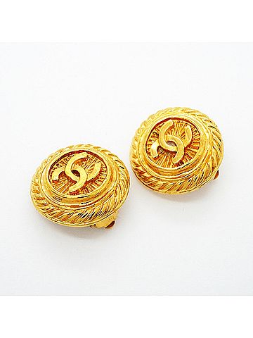 Chanel Chanel Earrings, Coco Mark Circle, GP Plated Gold, Women's (view 2)