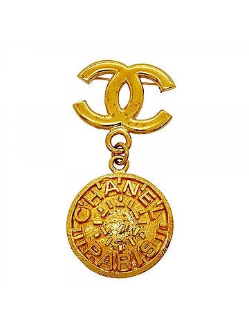 Chanel Chanel Brooch, Coco Mark, Circle, GP Plated Gold, Women's (view 1)