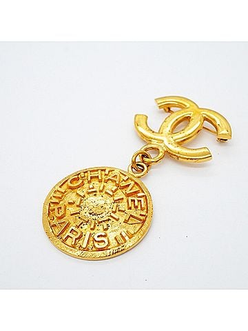 Chanel Chanel Brooch, Coco Mark, Circle, GP Plated Gold, Women's (view 2)