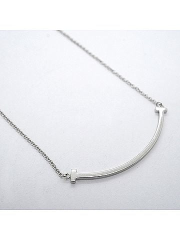 Tiffany & Co. Tiffany &amp; Co. T Smile Small Necklace, 18K White Gold, Women's (view 2)