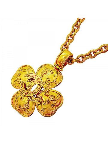 Chanel Chanel Necklace, Coco Mark Clover Motif, GP Plated Gold, Women's (view 1)