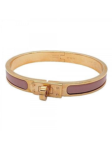 Hermès Hermes Mini Click Kelly Bangle, Gold Plated, Pink, Women's (view 1)