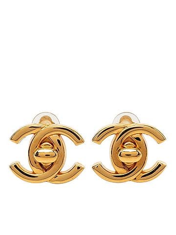 Chanel Chanel Coco Mark Turnlock Vintage Earrings 97P Gold Plated GP Women's CHANEL (view 1)