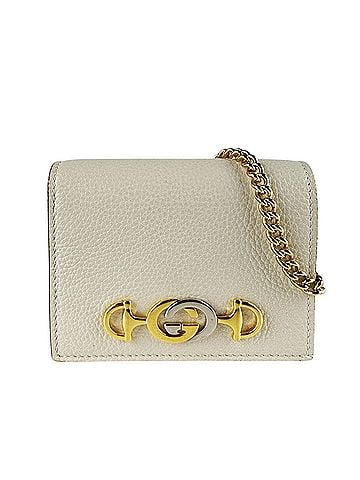 Gucci Gucci bi-fold wallet, leather, ivory, gold, silver, women's, 570660 z10317 (view 1)