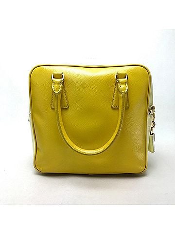 Prada PRADA BL0864 Bicolor Saffiano Bernice Handbag Leather Women's Yellow (view 2)
