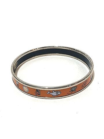 Hermès HERMES Men's Women's Enamel PM Cloisonné Bangle Bracelet Unisex Orange (view 1)